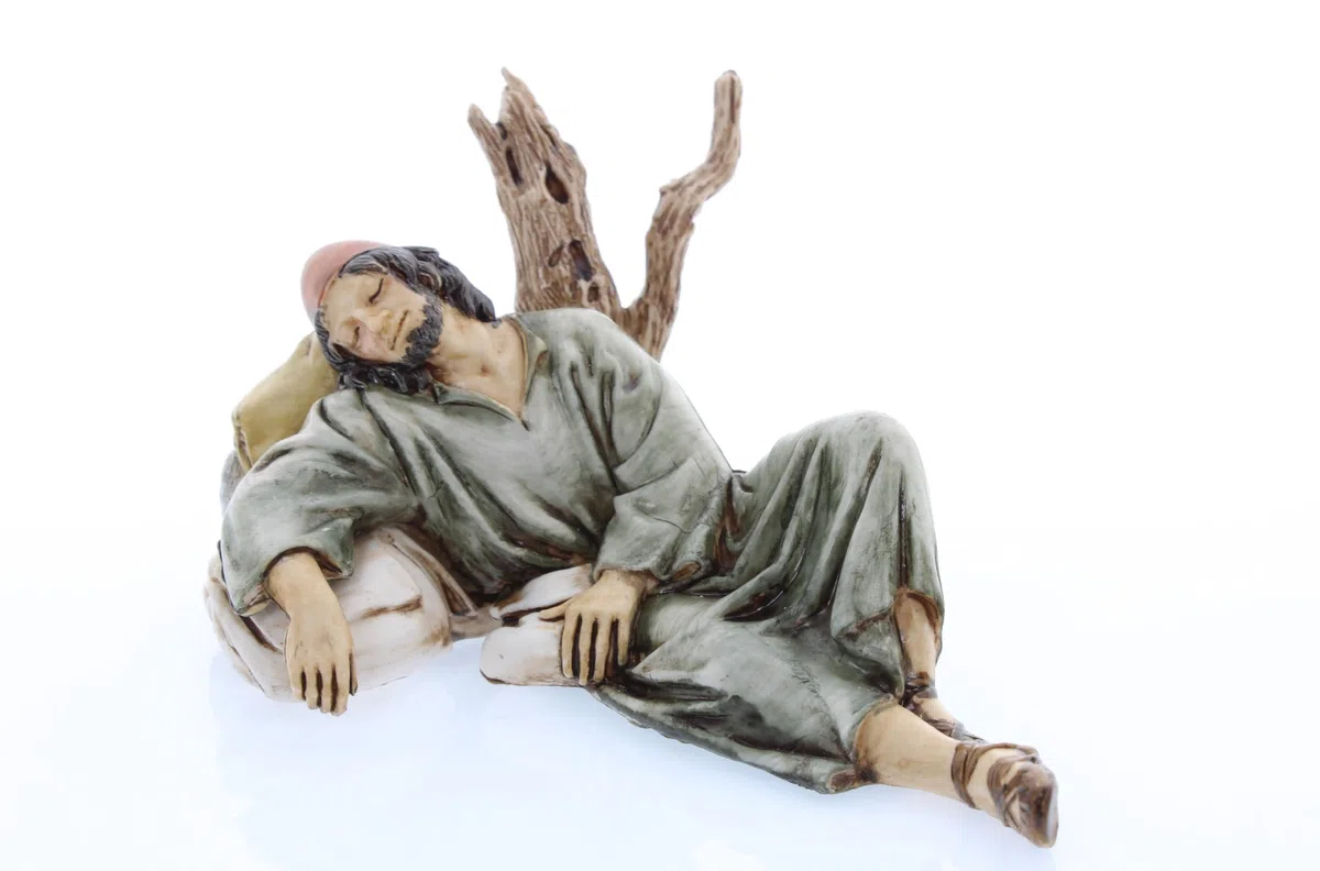 Moranduzzo Pastore Dormiente per Presepe da Cm 13 Scala 1:15 - Statuine Presepe Indistruttibili - Stile 700', Pittura Rifinita a Mano, Prodotto Ufficiale, Made in Italy, Scultore M. Landi