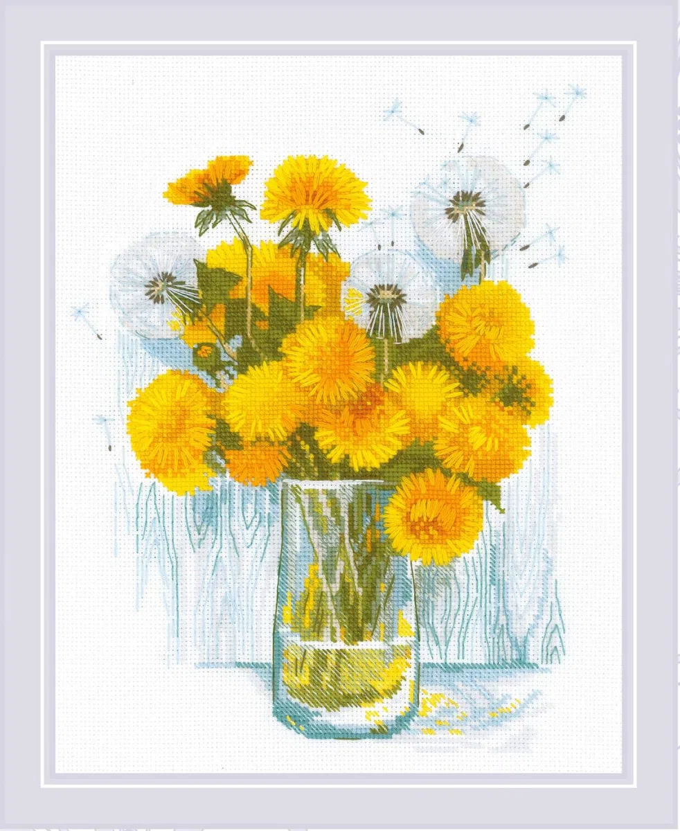 RIOLIS - Soffioni al sole 2229, Punto croce 24x30, Punto croce kit da ricamare, Disegni da ricamare, Embroidery kit, Kit ricamo punto croce