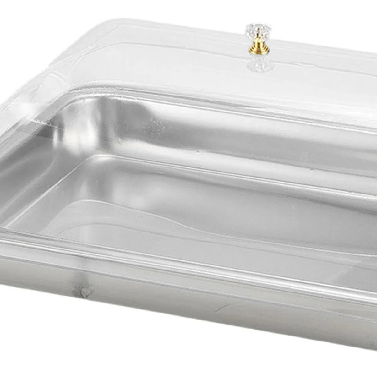 Baoblaze Vassoio da portata in acciaio inossidabile con coperchio a cupola, vassoio da portata rettangolare antipolvere per alimenti, per sala da pranzo, 40x30x5 Cm