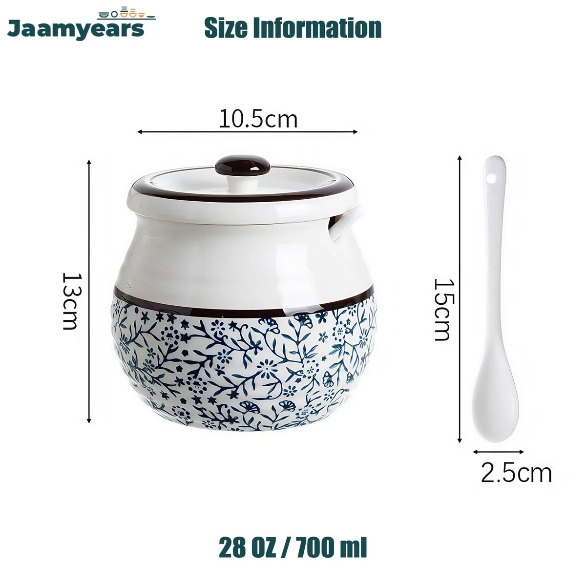 Zuccheriera in ceramica con coperchio e cucchiaio, zuccheriera in ceramica con cucchiaio, zuccheriera, contenitore per zucchero, porta zucchero per bar