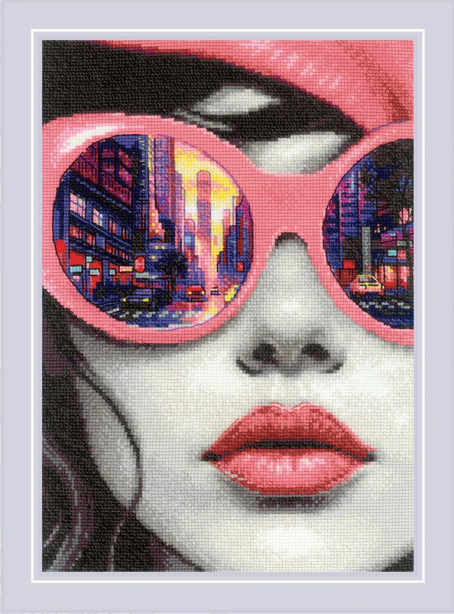 RIOLIS - Il Ritmo della Grande Città 2331, Paesaggio Punto Croce 21x30cm, Punto croce kit da ricamare, Disegni da ricamare, Ragazza Embroidery kit, DIY Regalo Kit ricamo punto croce