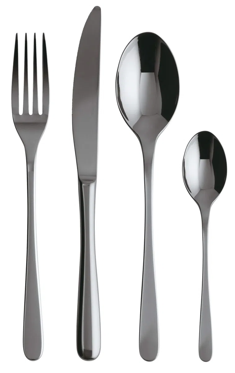 Sambonet - Taste Set di Posate da Tavola per 6 persone, 24 pezzi in Acciaio Inox finitura PVD : 6 forchette, 6 cucchiai, 6 coltelli, 6 cucchiaini da tè, Lavabili in lavastoviglie, Nero