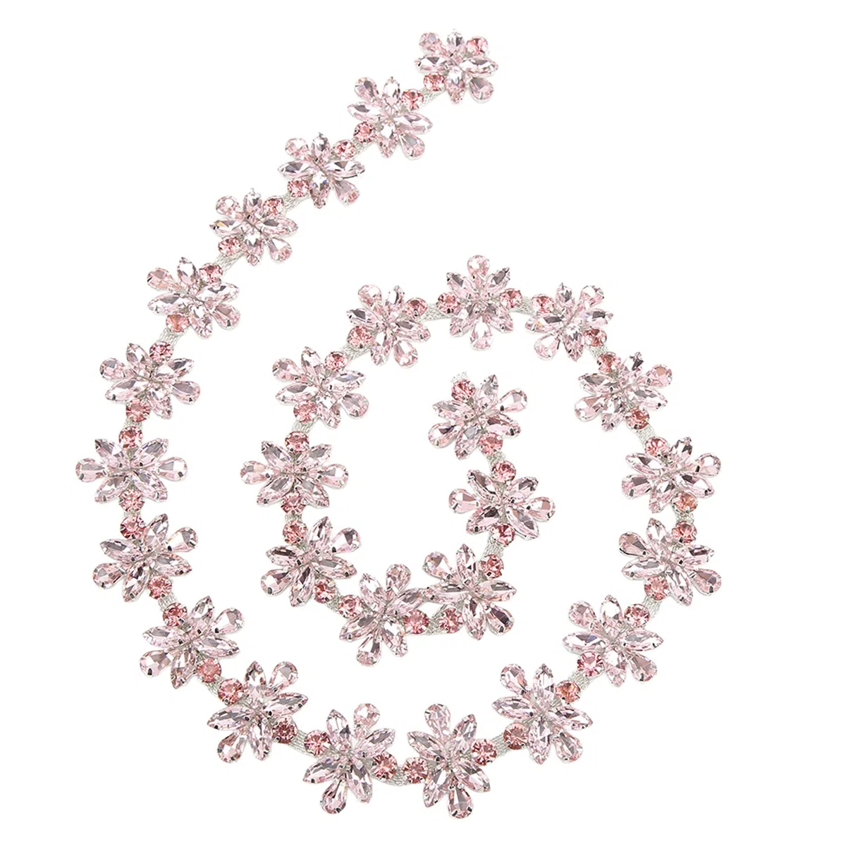 Catena di Strass, 1 Iarda 3,5 Cm di Larghezza Fiore Lucido Abbigliamento Decorazione Strass Catena Diamantata Per Abiti da Sposa, Collane(Rosa)