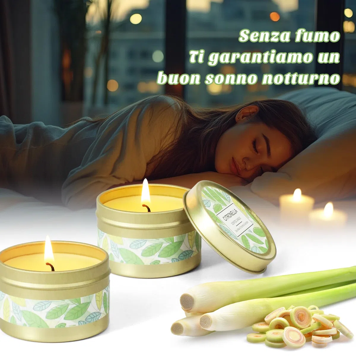SCENTORINI Candele alla Citronella, 6 Candele in Cera di Soia Naturale Estiva per Interni Esterni Giardino Viaggio Campeggio Picnic