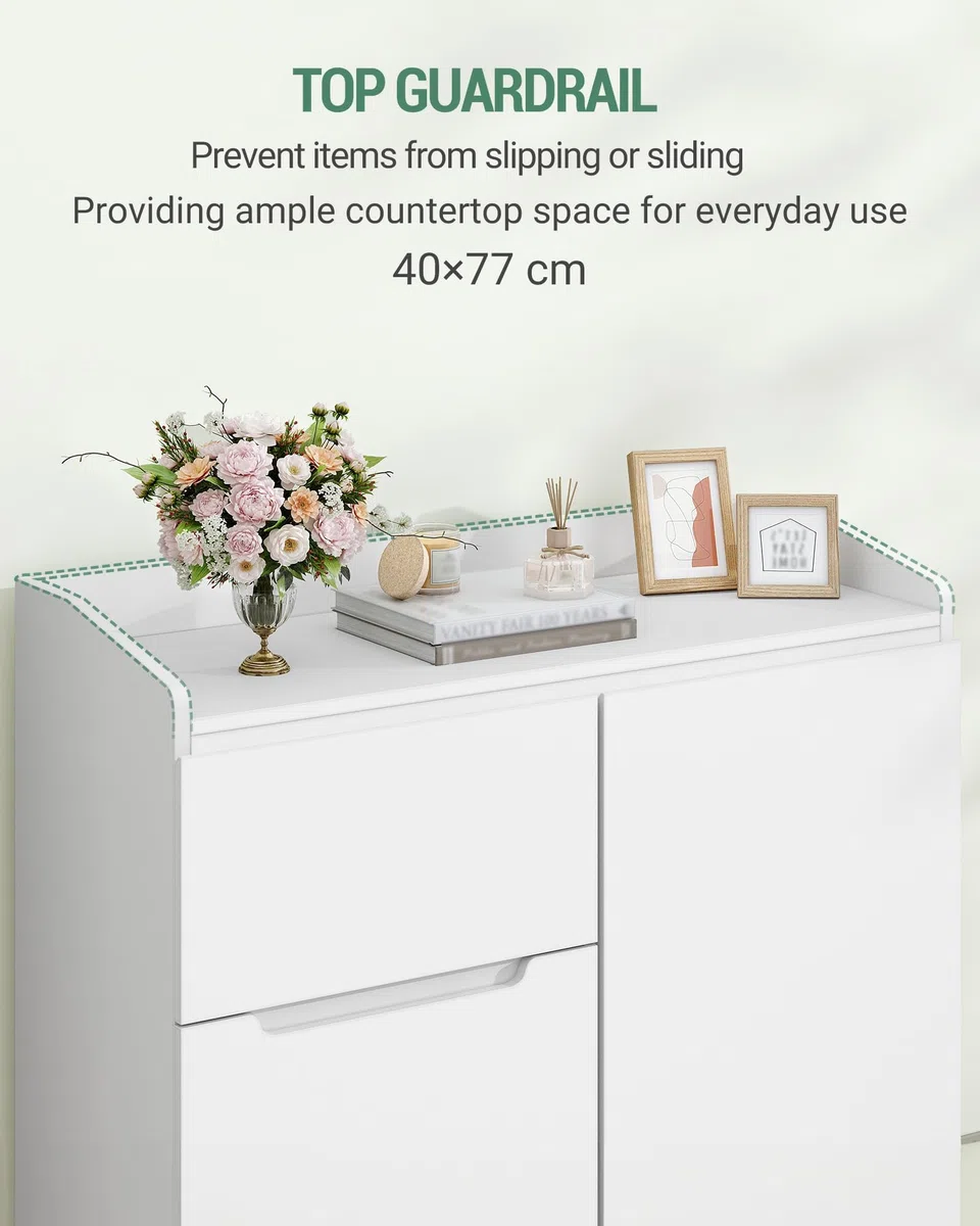Hzuaneri Cassettiera, 3 cassetti, Cassettiera Camera da Letto con Piano di Lavoro, Mobile Ingresso, Stile Moderno, Adatto per Soggiorno, Camera da Letto, Corridoio, 40 x 80 x 87 cm, Bianco DC12303X