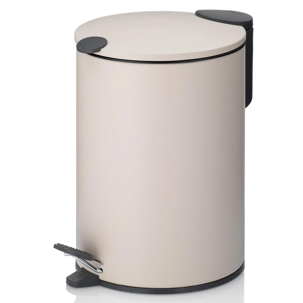 kela Secchio per cosmetici 3 l beige opaco, coperchio con chiusura silenziosa, pattumiera a pedale per bagno MATS, pattumiera da bagno con secchio interno e manici per il trasporto
