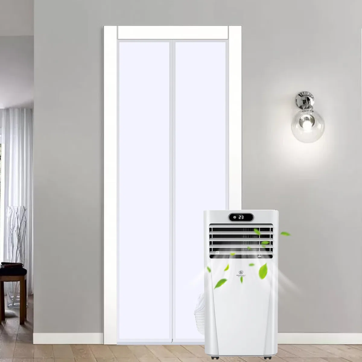 Guarnizione Porte per Condizionatore Portatile, Guarnizione Porte per Condizionatore D'aria, con Cerniera，Facile da Montare，Per Tutti Climatizzatori Mobili (120 * 240cm)