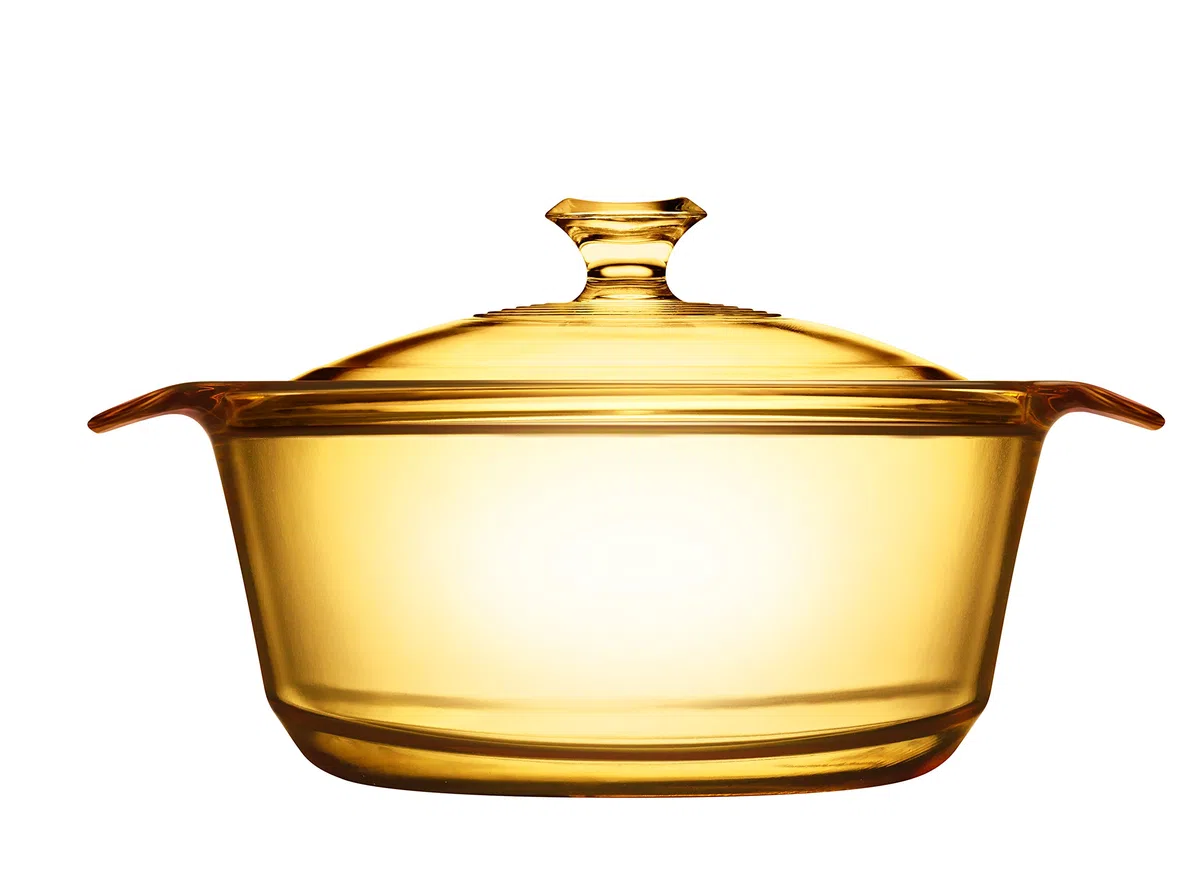 Visions Pyroceram Flair - Pentola con Coperchio in Vetro, 1,6 l, Colore: Marrone