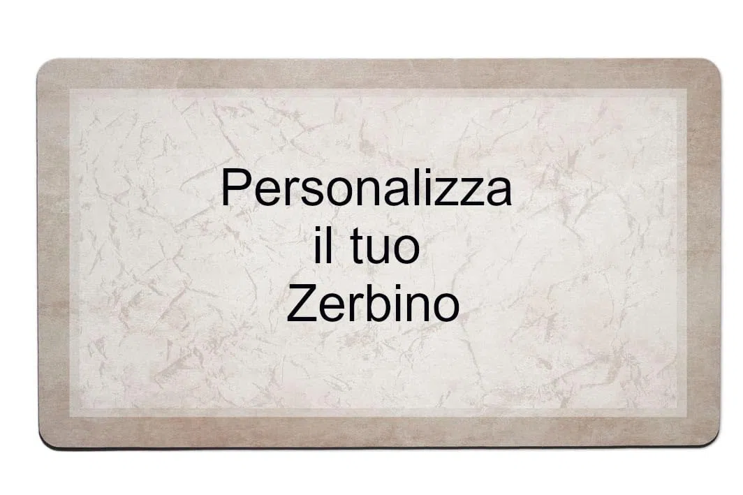 Zerbino Personalizzato 39x68 cm – Tappeto ingresso Esterno/Interno con Nome, Testo, Antiscivolo, Ultra Assorbente, Lavabile in Lavatrice, Fondo in Gomma Naturale (Pietra Bianca, Personalizzato)