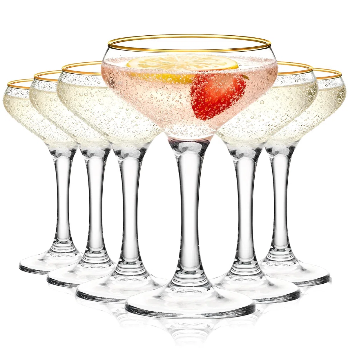 Martini Bicchieri da cocktail | Set da 6 | 235 ml | Bicchieri da champagne Gin & Tonic, Cosmopolitan, Manhattan, Tequila, Bar, Fancy Mixology, ecc., Moderni bicchieri angolari senza BPA