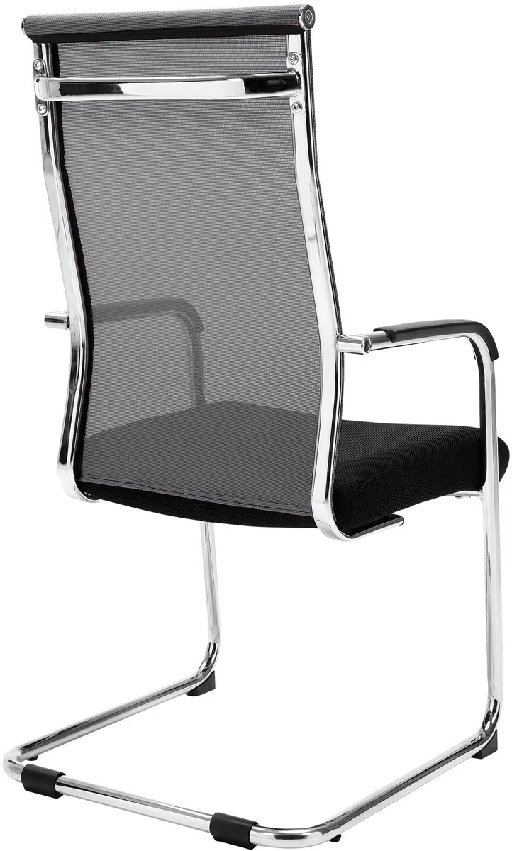 CLP Sedia Cantilever Con Braccioli Brenda I Sedia Sbalzo In Rete E Metallo I Sedia Ospiti Conferenze Imbottita I Sedia Ufficio Max Carico 110 KG, Colore:grigio