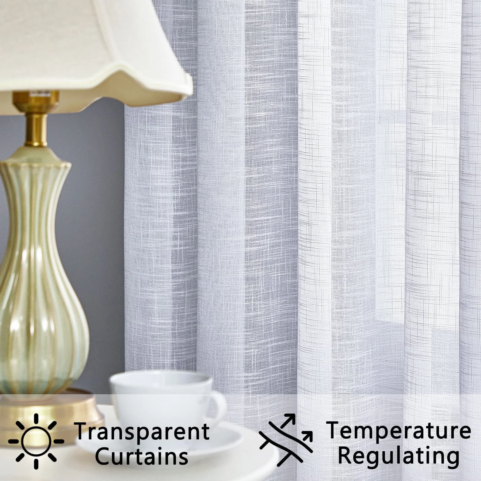Topfinel Tende Oscuranti per Interni Lino Voile a Pannello Traslucido Tende Bianche Semitrasparenti con Occhielli 140x225 cm per Camera da Letto per Soggirono 2 Pannelli