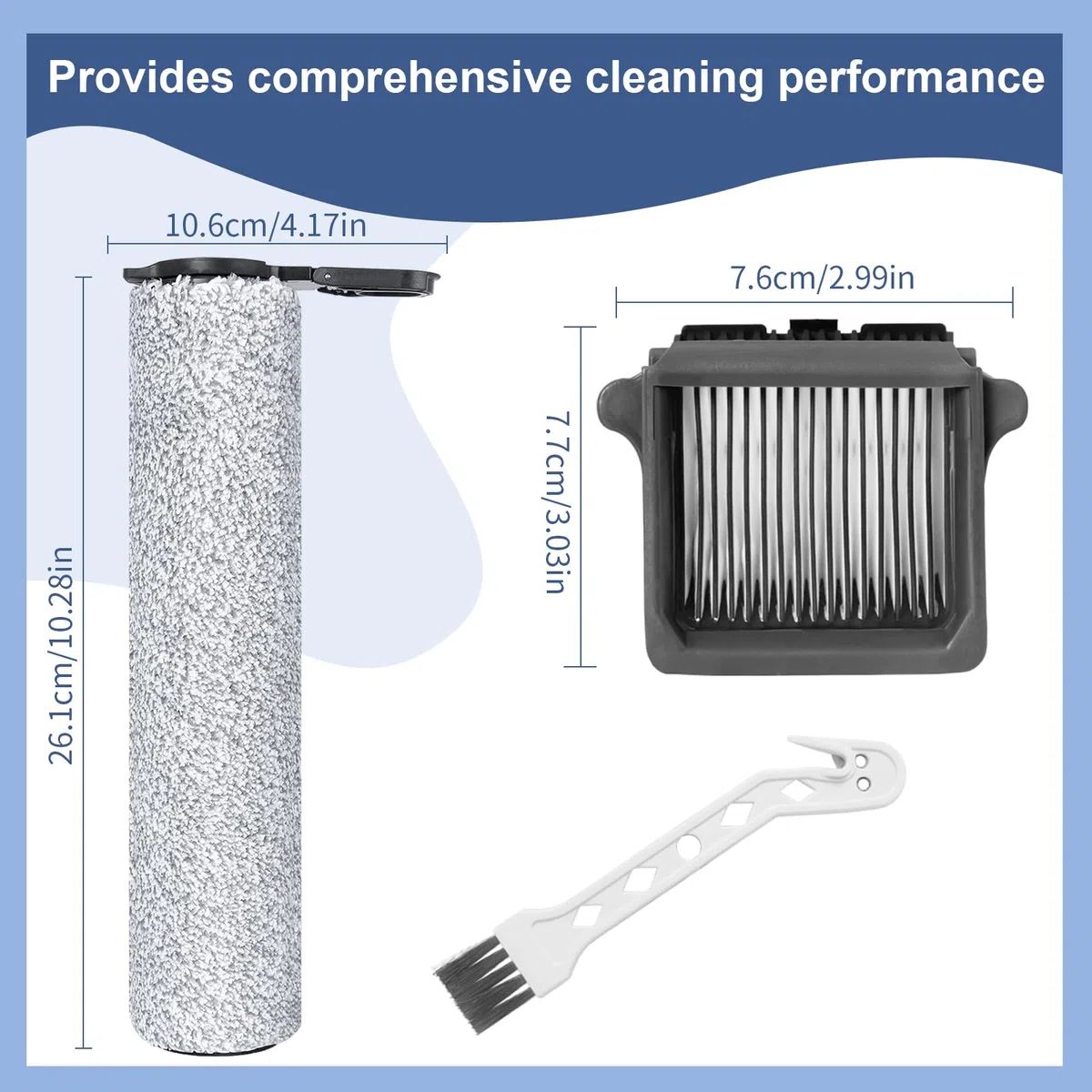 Spazzole a Rullo e Filtro HEPA Ricambi per Accessori per Tineco FLOOR ONE S7 Steam Aspirapolvere Accessori, 2 Spazzole a Rullo, 3 Filtro HEPA, 1 Spazzola per la Pulizia