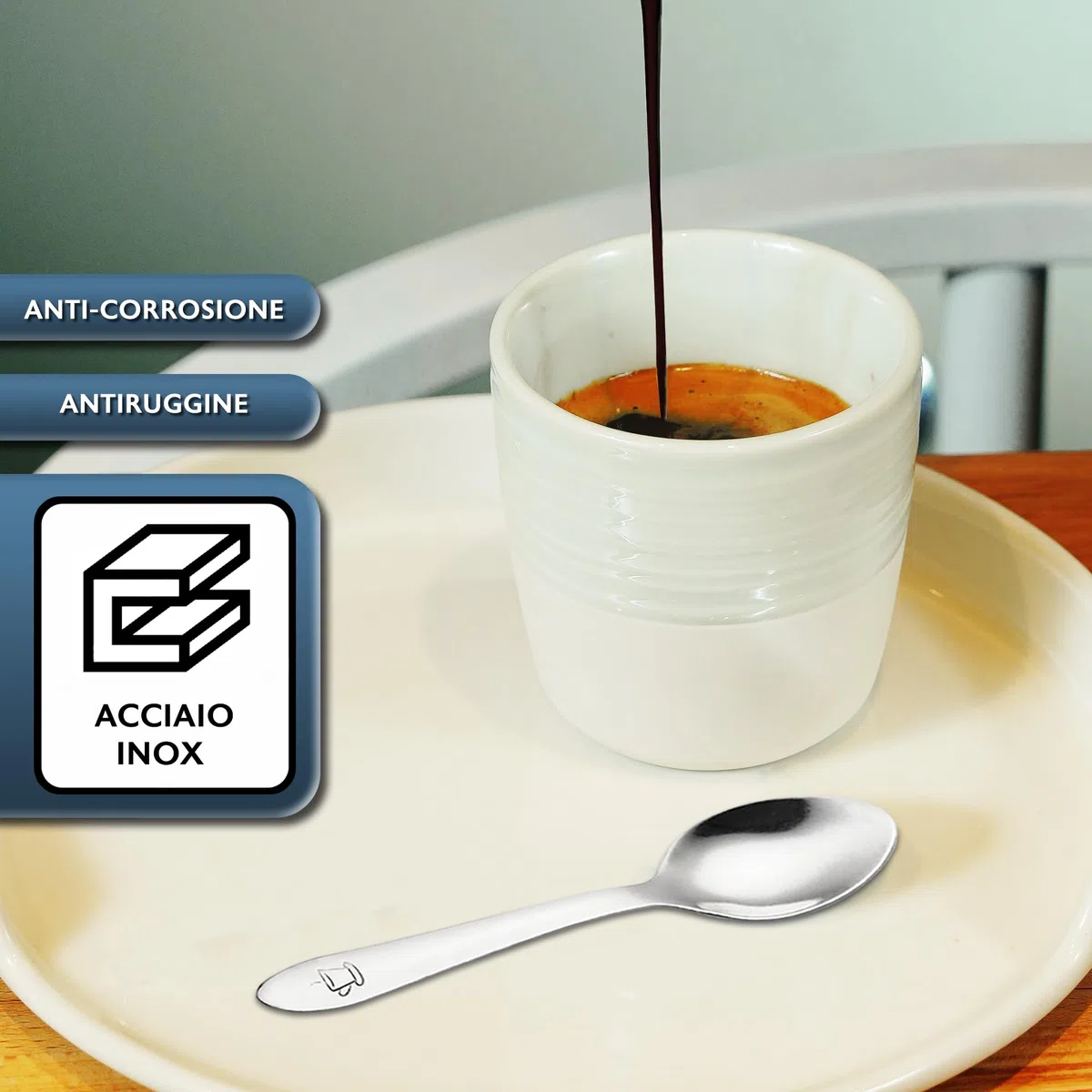 Cucchiaini caffe acciaio inox 48 pezzi 10 cm adatto per casa ristoranti lavastoviglie cucchiaini da caffè cucchiaini caffe piccoli cucchiaino caffe cucchiaini caffe particolari