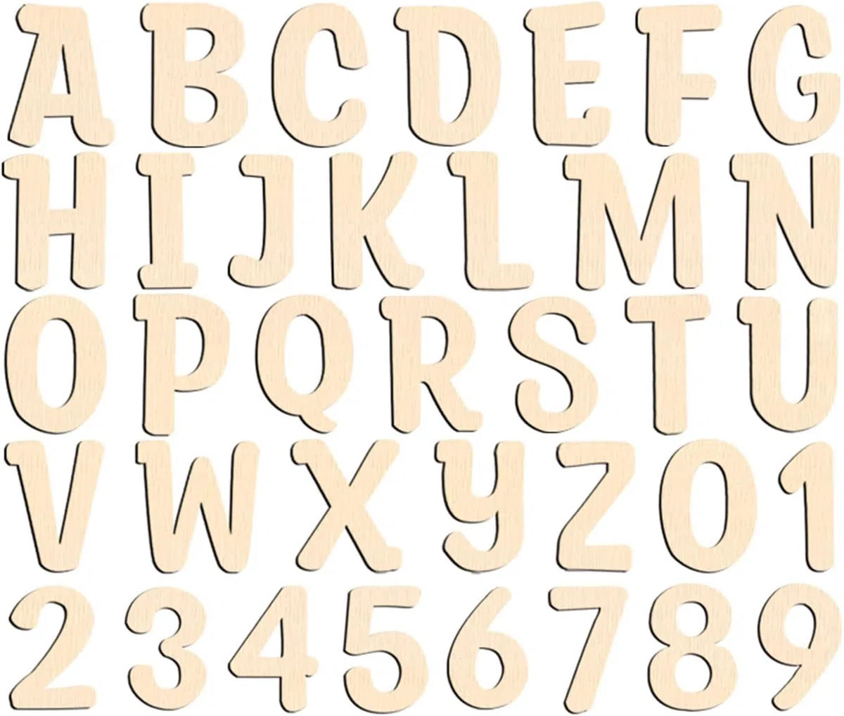124 lettere maiuscole in legno per artigianato, 5 cm, non finite, lettere maiuscole in legno, numeri piccoli, lettere in legno per nomi di bambini, pittura fai da te, arti per bambini, ortografia