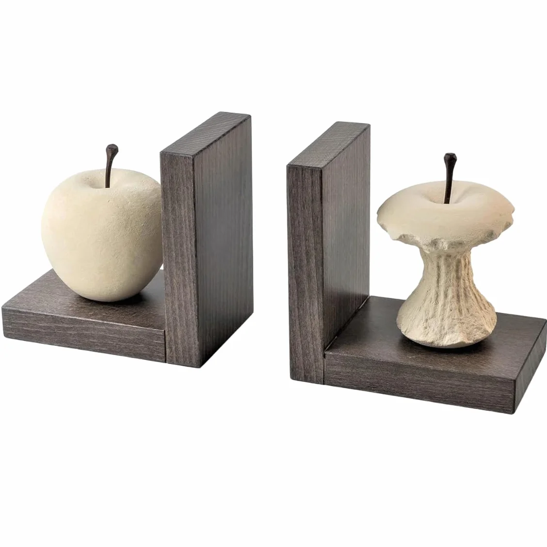Coppia Di Fermalibri per Cameretta Ferma Libro Scultura In Pietra Su Base In Legno 2 Fermalibri Design Da Scrivania Prodotto Lavorato Made In Italy Q027T + Q027M