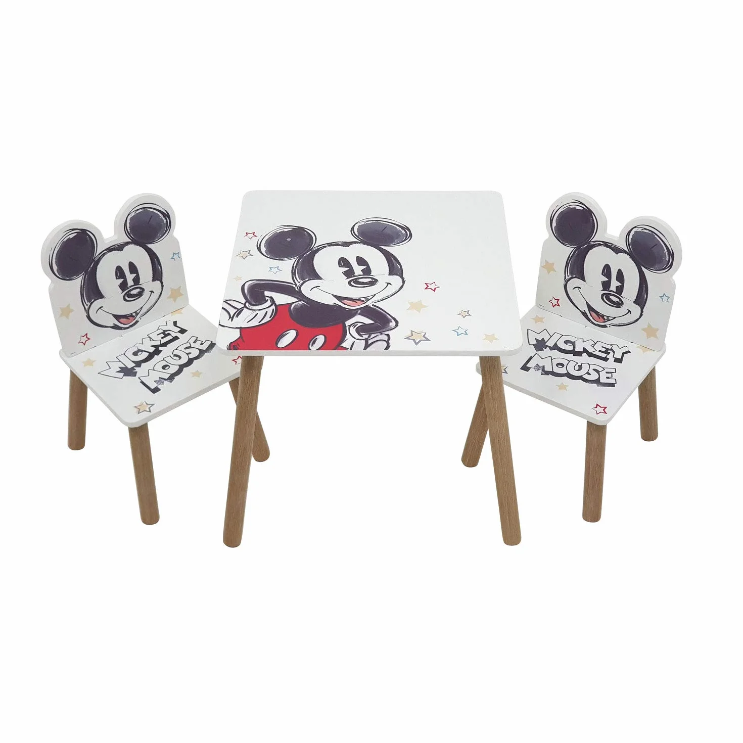 ARDITEX - Set Tavolo e 2 Sedie in Legno per Bambini Licenza Ufficiale Topolino - Tavolo 50x50x44 cm/Sedia 26,5x26,5x50 cm - Blu Chiaro - Ideale per giocare, disegnare e fare lavoretti