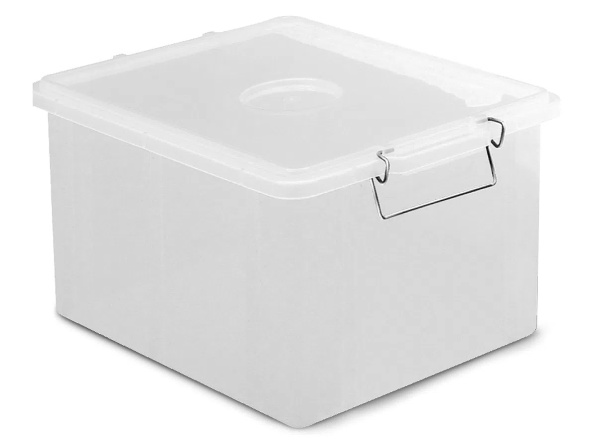 Giganplast 1900M Cassetta con Coperchio, Trasparente, 40x30x22 cm