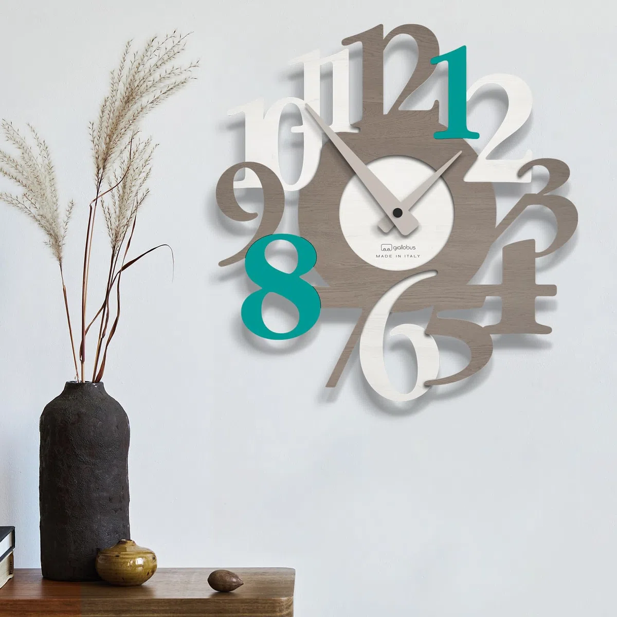Giallobus - Orologio Bilay - Carved - Legno Mdf - Premium 60x60cm - 11 - Boat - Artigianale Made in Italy - Silenzioso - Idea regalo - Moderni doppio livello