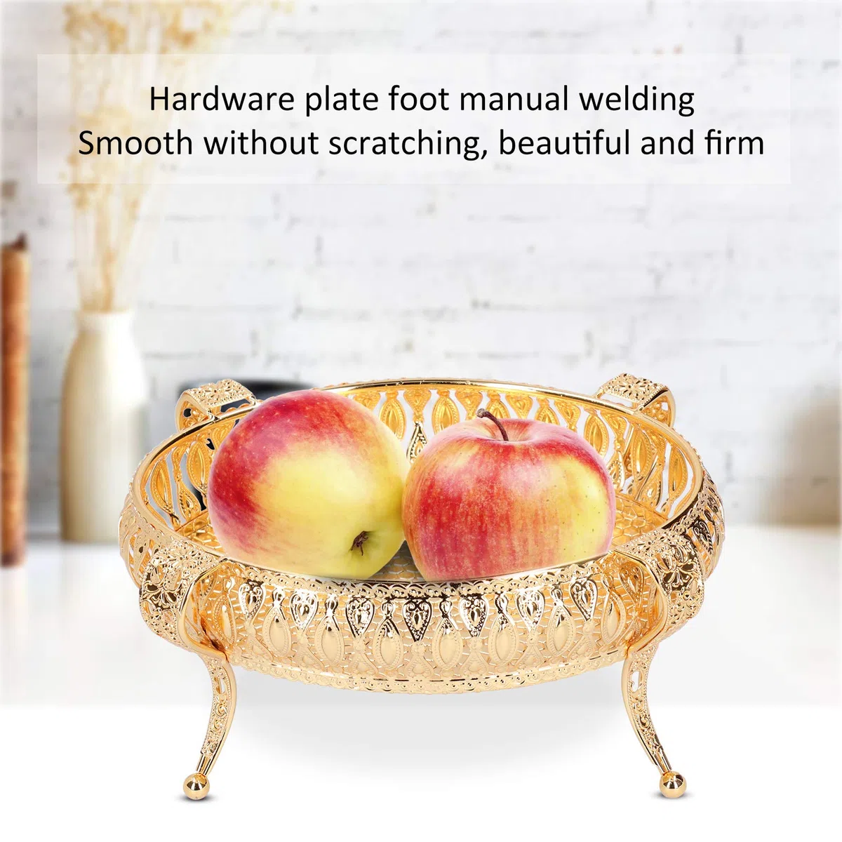 Ciotola di frutta decorativa, cesto di frutta Ciotole Vassoio per snack Ciotole da dessert Vassoio da portata rotondo in oro per feste Bancone cucina da ufficio