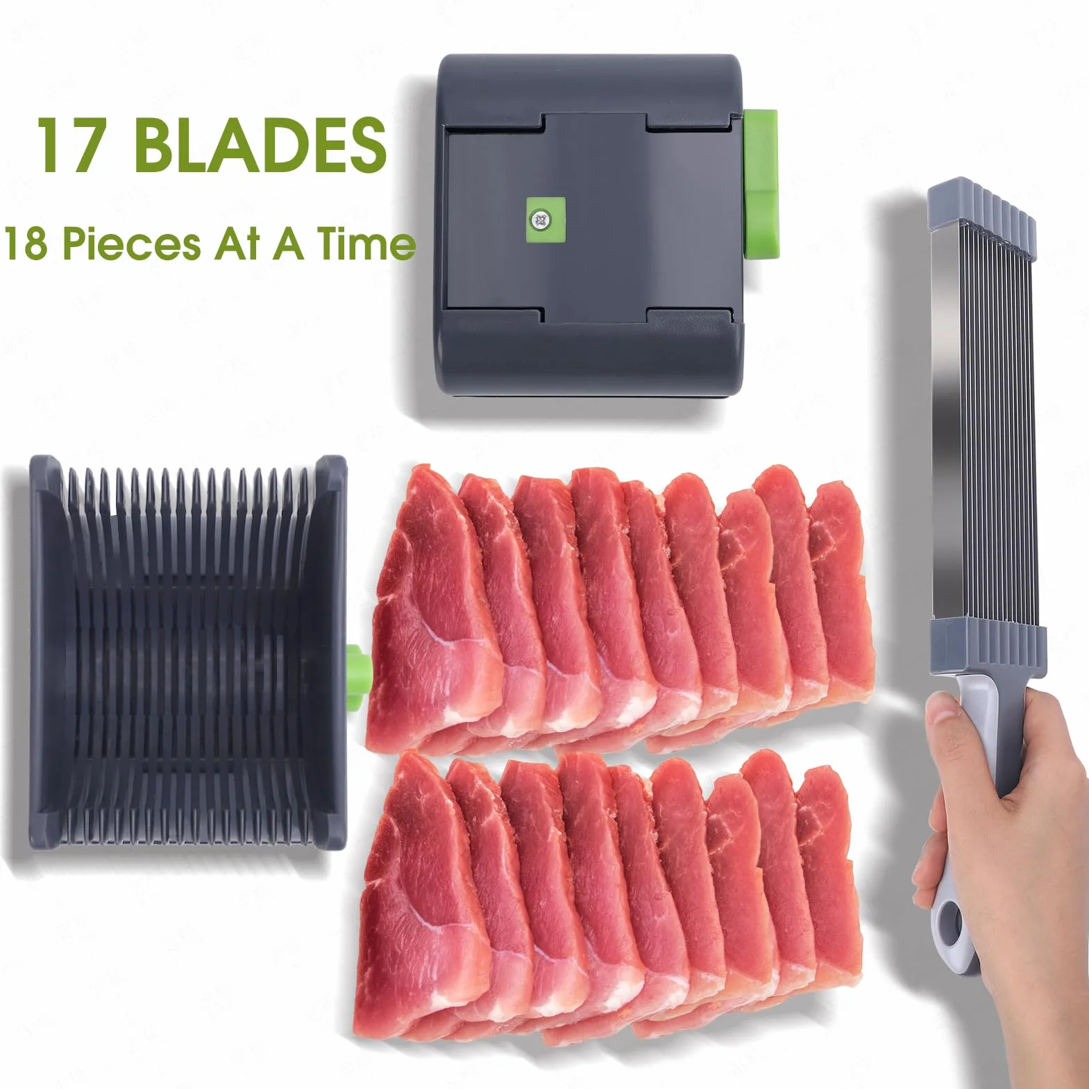 Taglierina manuale per carne 17 in 1, spessore regolabile, 2 o 4 mm, in acciaio inox, frantumazione alimentare, non per carne congelata o