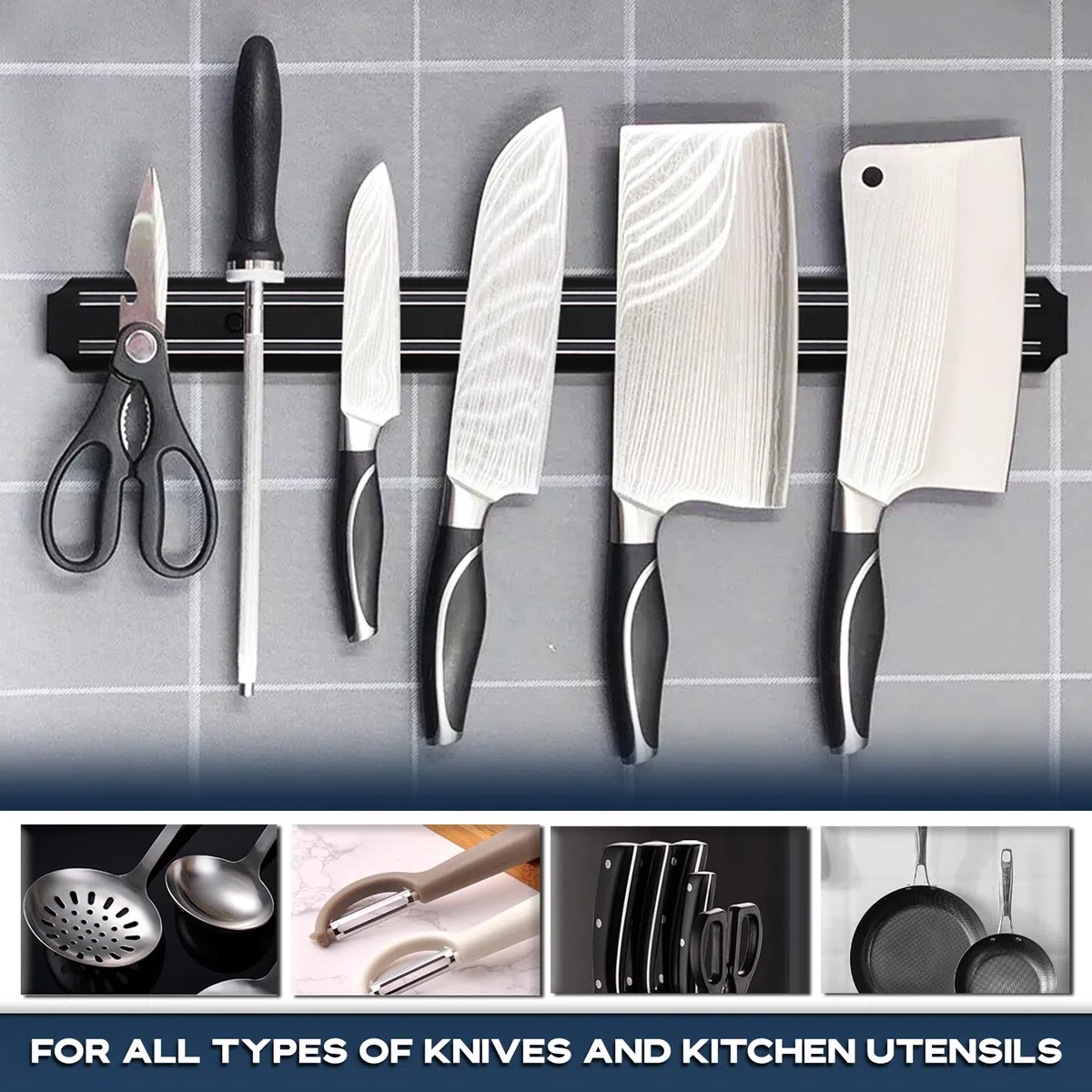 Barra magnetica per coltelli 4 pezzi 33 cm portacoltelli magnetico porta coltelli magnetico calamita per coltelli da cucina barra magnetica coltelli banda magnetica per coltelli