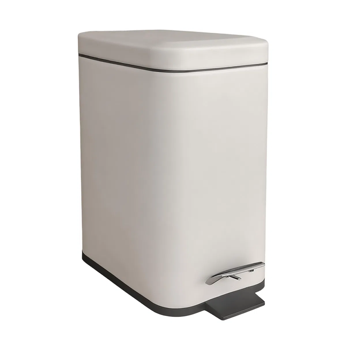 Relaxdays Cestino per Il Bagno, 5 Litri, Cestino Cosmetici con Chiusura Soft-Close, Design Opaco, a Pedale, Beige