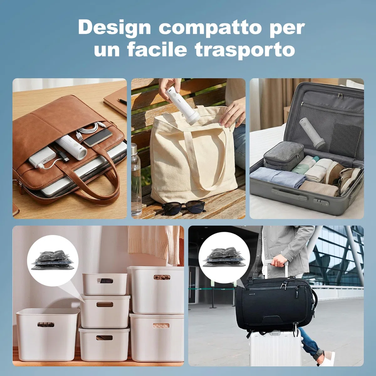 Sacchetti Sottovuoto Vestiti con Pompa Elettrica Wireless 2x40x50cm, 2x40x60cm, 2x50x60cm,Carehabi Buste Sottovuoto Salvaspazio per Valigia, Sacchi Sottovuoto Piumoni e Vestiti da Viaggio, USB-C