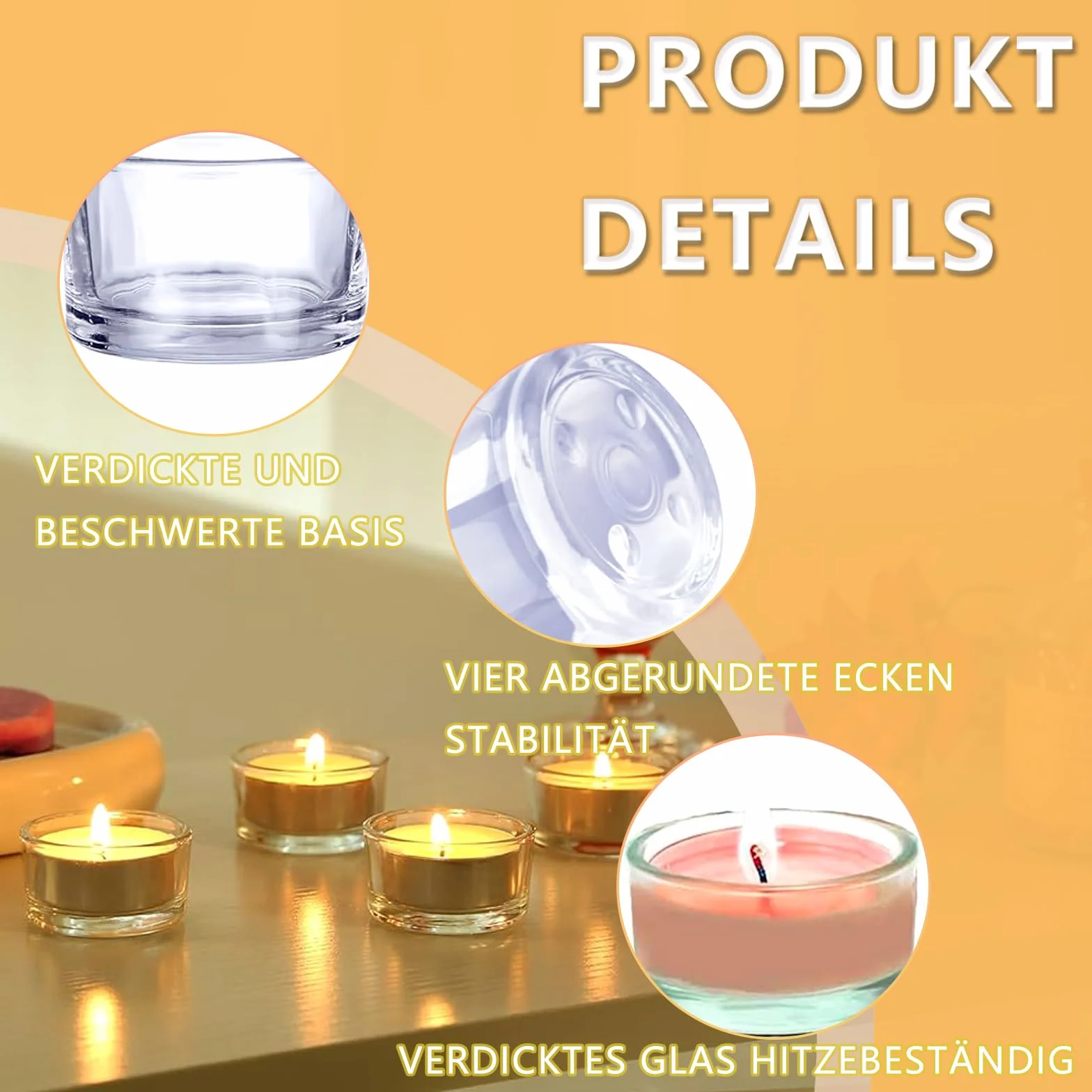 24 PCS Vasetti per Candele Votive, Portacandele in Vetro Trasparente Diametro 4,5 cm, per la Decorazione Della Tavola di Casa, per Matrimoni, Candele Decorative in Vetro