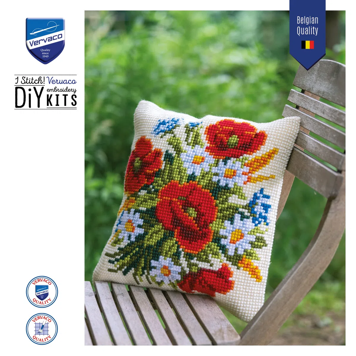 VERVACO Kit Cuscino Punto Croce FIORI Set Ricamo Principianti Cuscini Gobelin Decorativi ca. 40 x 40 cm Accessori Per Lavoretti Creativi DIY Casa Decor Hobby Adulti Cross Stitch
