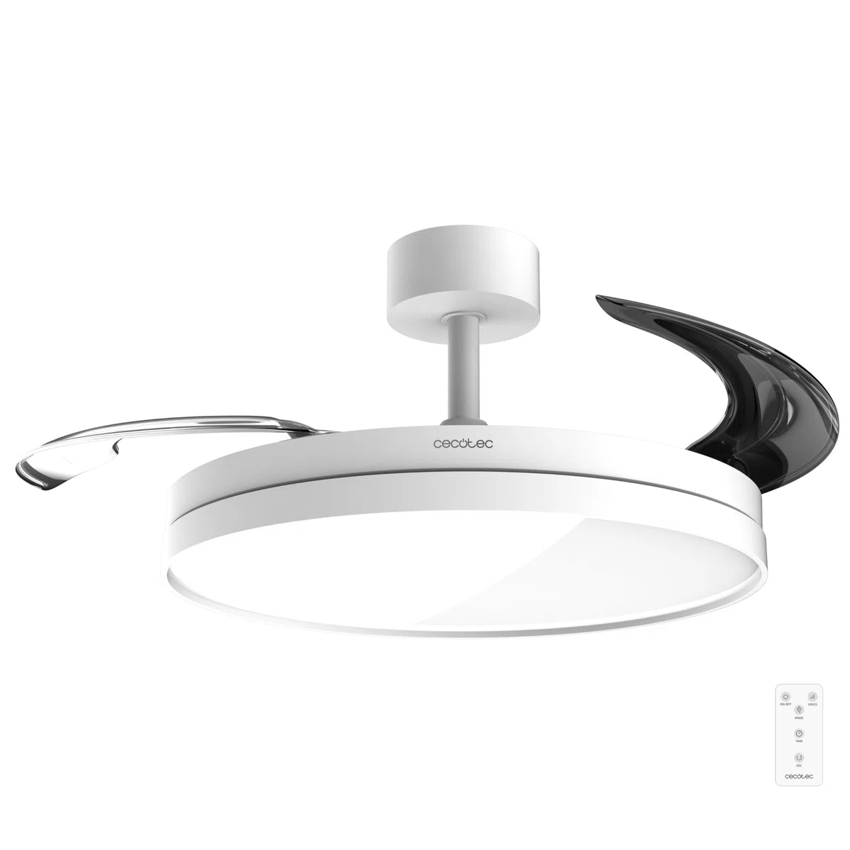 Cecotec Ventilatore da Soffitto con Luce con Pale Retrattili EnergySilence Aero 2440 Invisible Pure White. 30 W, Motore DC, Telecomando, Timer 6 h, 6 Velocità, Funzione Inverno-Estate, Aria Silenziosa