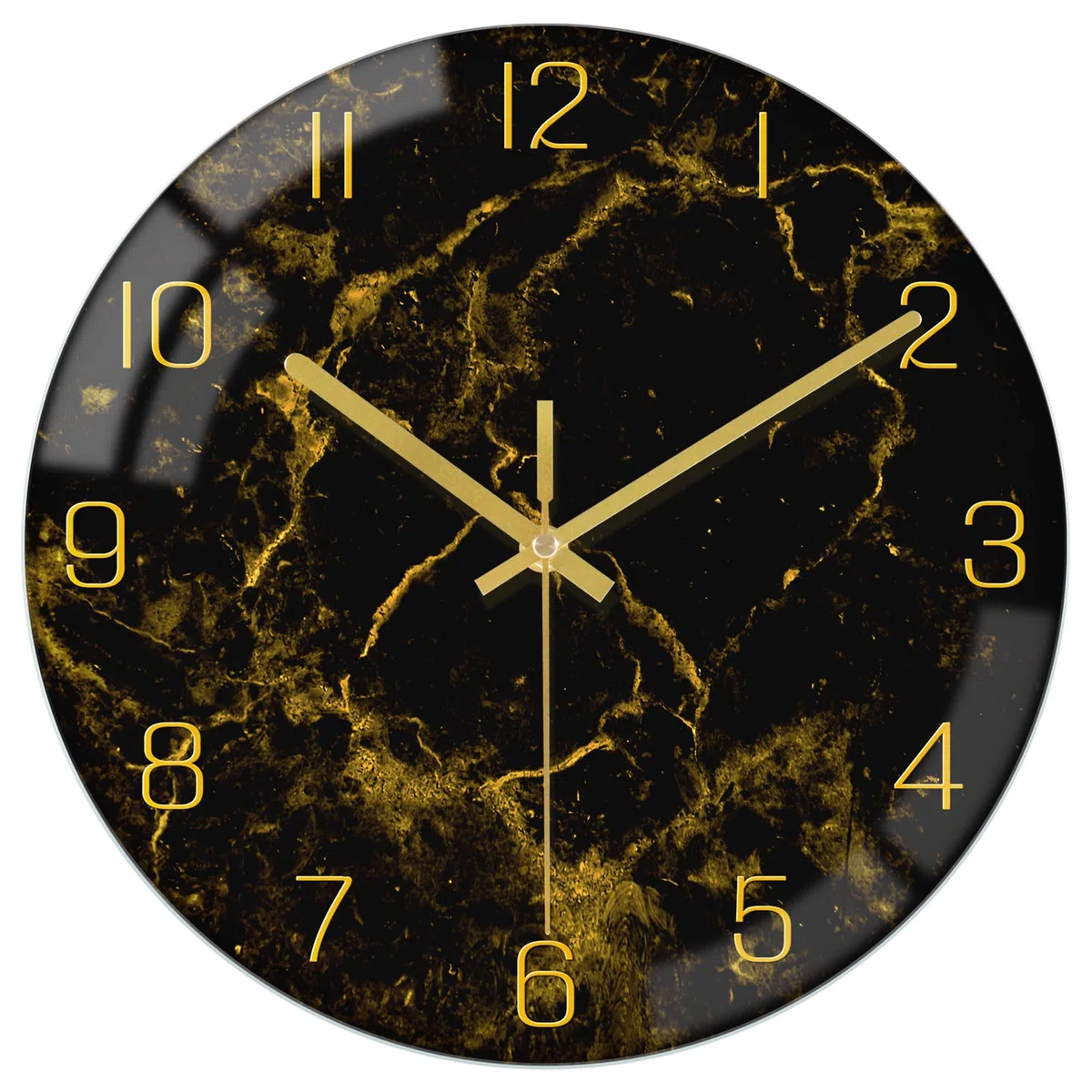 VIKMARI Orologio da Parete Moderno con Texture Marmorea Nero Oro da 30 cm Silenzioso Non Ticchettante a Batteria Orologi a Quarzo Decorazione Rustica per Cucina Camera da Letto Salotto e Ufficio