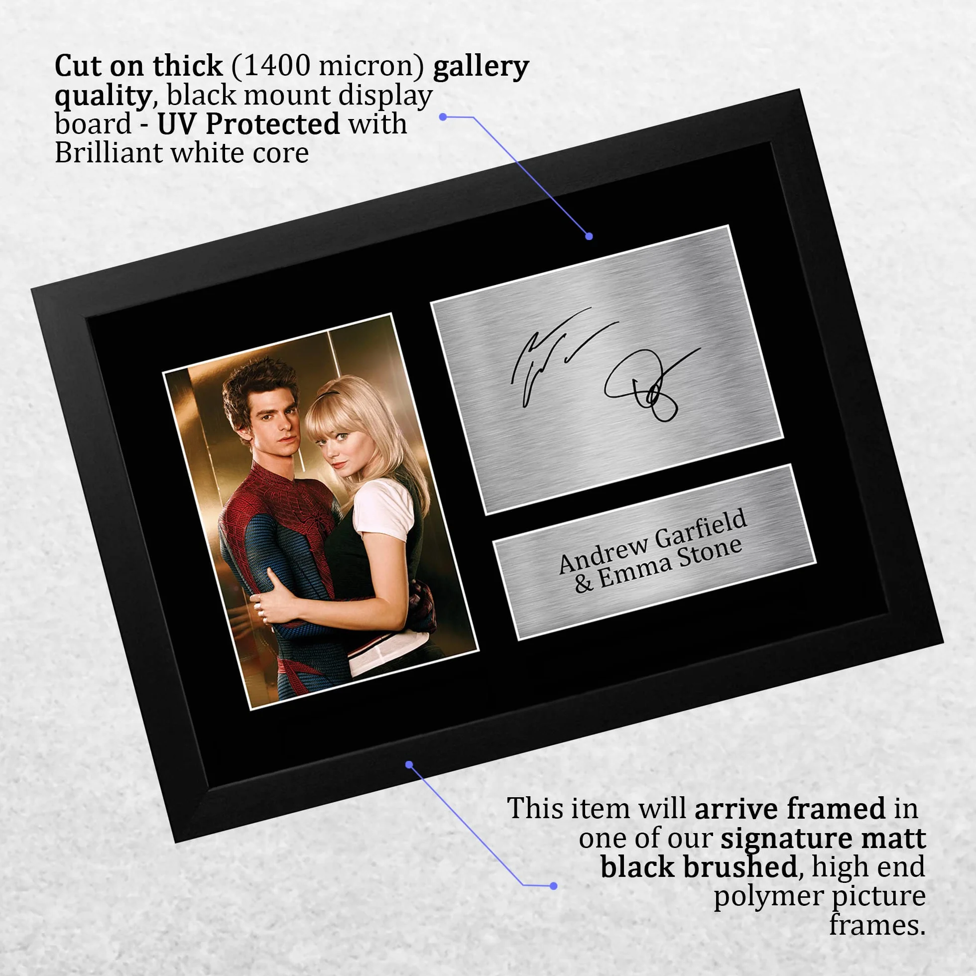 HWC Trading FR A4 Andrew Garfield & Emma Stone Spider-Man Regali Stampati Autografo Firmato Immagine Per Gli Appassionati Di Memorabilia Di Film - A4 Framed