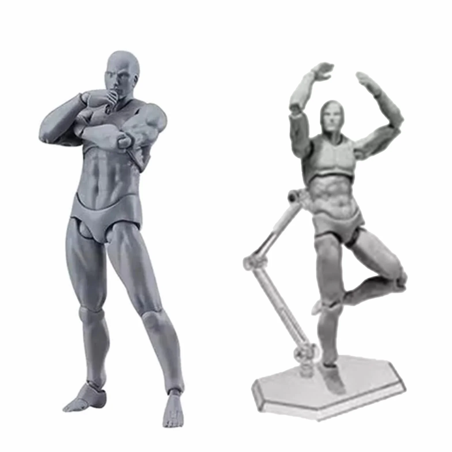 Ausla MANICHINO DA DISEGNO D'ARTISTA, CORPO ACTION FIGURE IN PVC, Base Antiscivolo Altamente Regolabile, Ideale per Schizzi e Fotografie (Uomo)