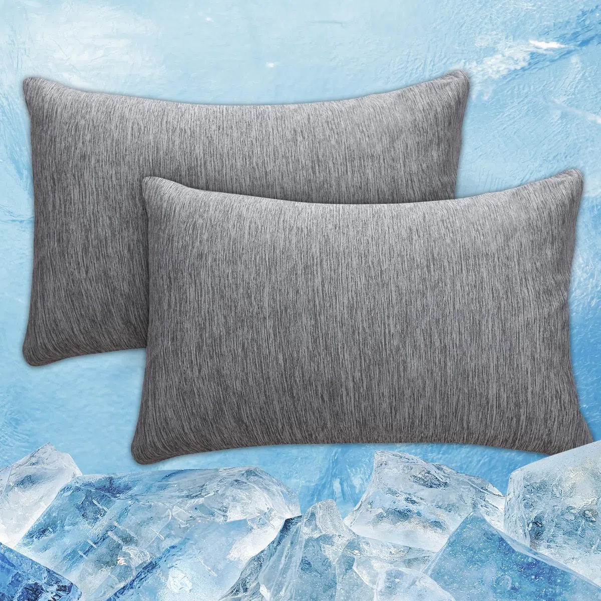 Federa per cuscino rinfrescante con cerniera, Arc-Chill Fibra Fredda Q-Max > 0.45 per chi dorme caldo, morbide, traspiranti, delicate sulla pelle, confezione da 2, Grigio, 50 x 75 cm