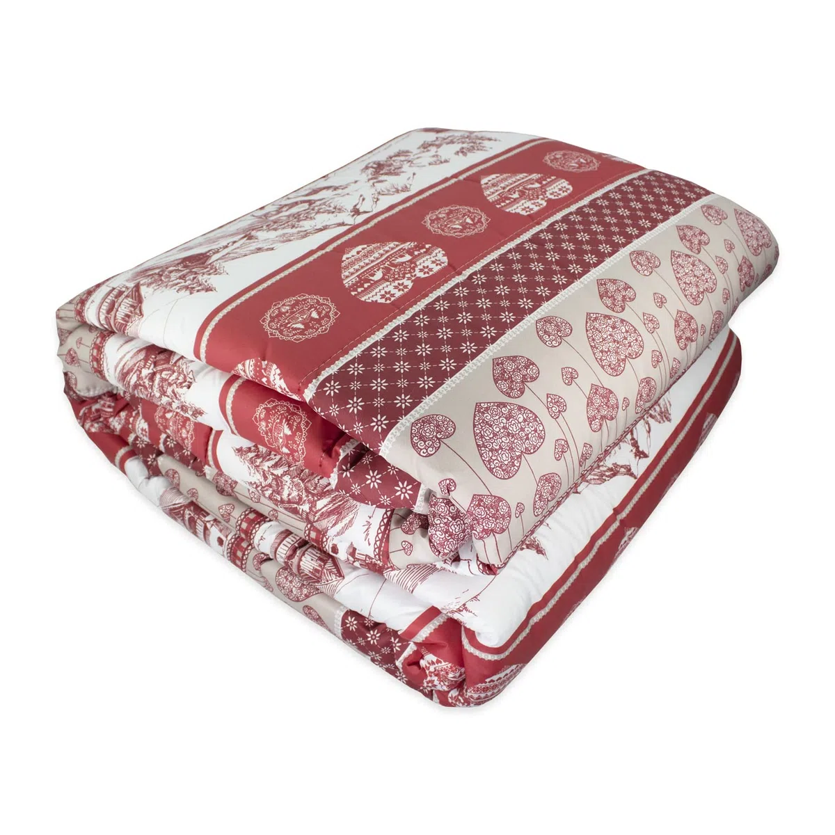 Tata Home Trapuntino Copriletto Trapuntato Primaverile Estivo 100 gr/mq Quilt Leggero Letto Singolo 160x260 cm Fantasia Tirolese Made in Italy MOD. Alpin