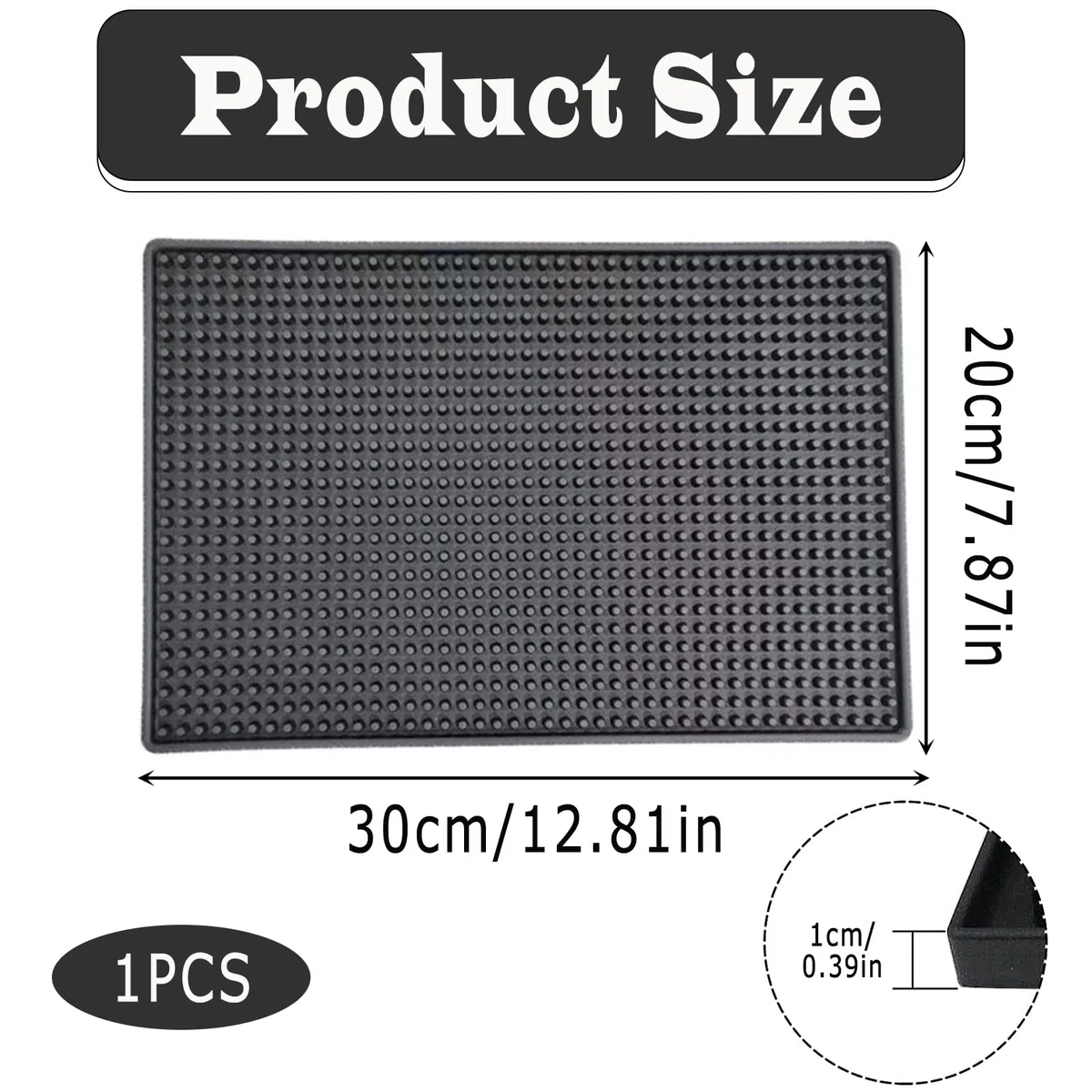 Tappetino Caffettiera, Tappetino Da Bar In Gomma, Tappeto Scolapiatti Cucina, in PVC, Antiscivolo, Isolare, per Club, Cucine e Ristoranti, Contatori, Nero, 30 x 20 x 1cm