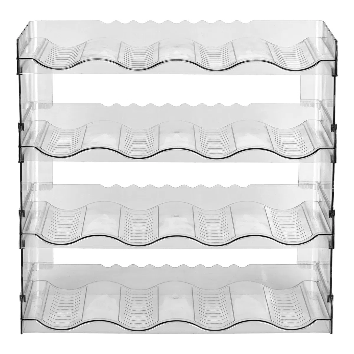 Organizzatore Bottiglie Impilabile Portabottiglie Plastica Frigo Trasparente Scaffale per Bottiglie Acqua e Vino per 16 Bottiglie Bottiglia d'acqua Organizzatore per Frigorifero, Cucina, Dispensa