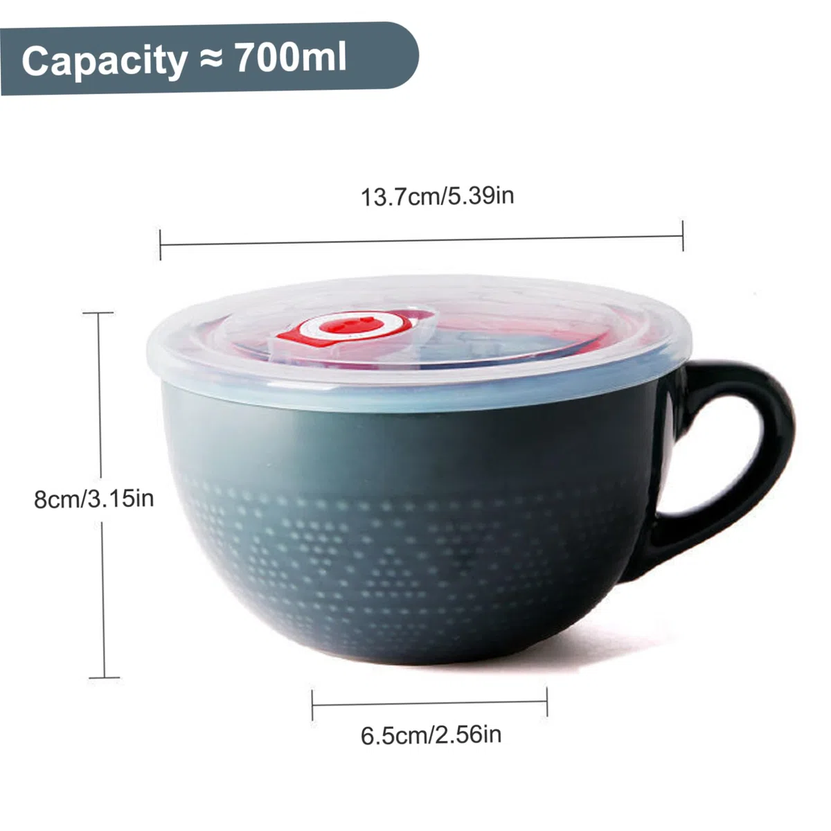 Tazza di zuppa, ciotole da zuppa in ceramica da 700 ml con manici a microonde tazza di zuppa con coperchio, ciotole di zuppa facili da pulire per cereali per latte d'avena ramen farina d'avena