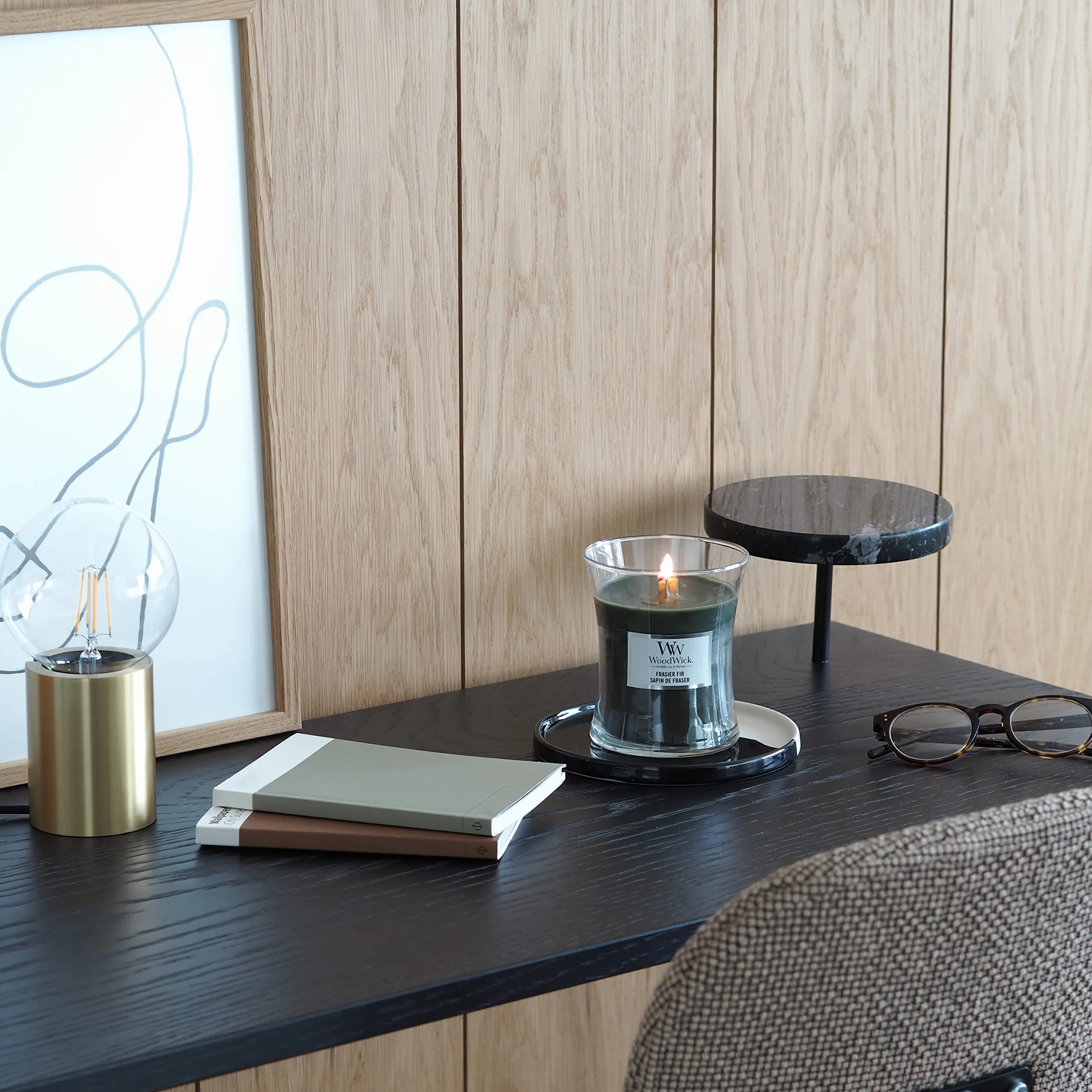 WoodWick Hourglass Candela Profumata Media | Fraser Fir | Con Stoppino Scoppiettante | Fino a 60 Ore