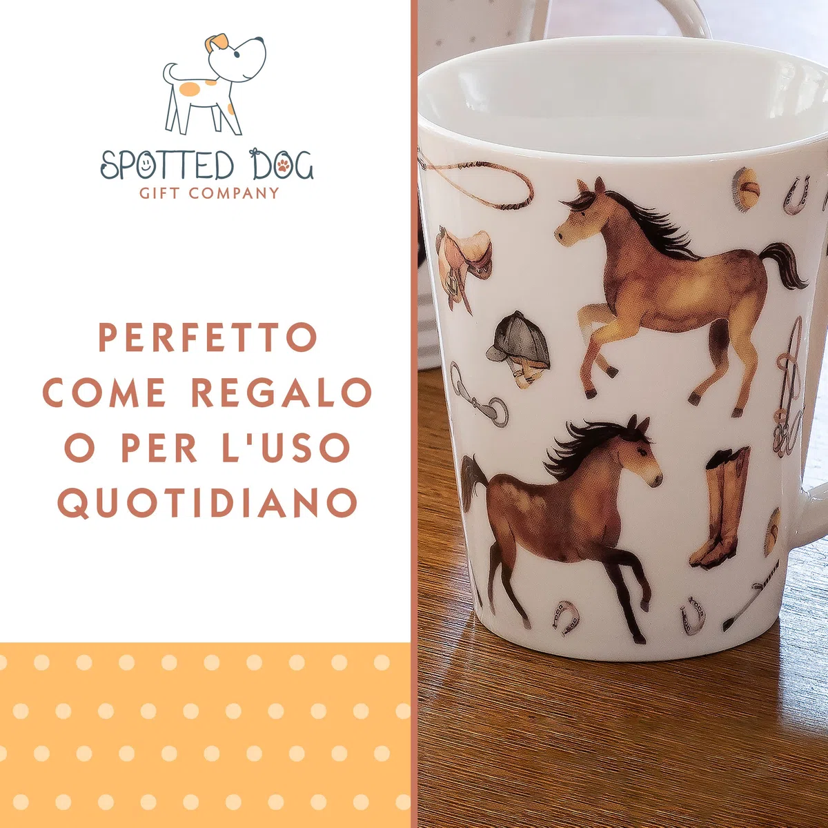 SPOTTED DOG GIFT COMPANY Set di 4 Tazze da Caffè in Ceramica 360 ml per Caffè e Tè, Tazze a Tema Cavallo, Idee Regalo Cavalli per Donne Uomini e Ragazze