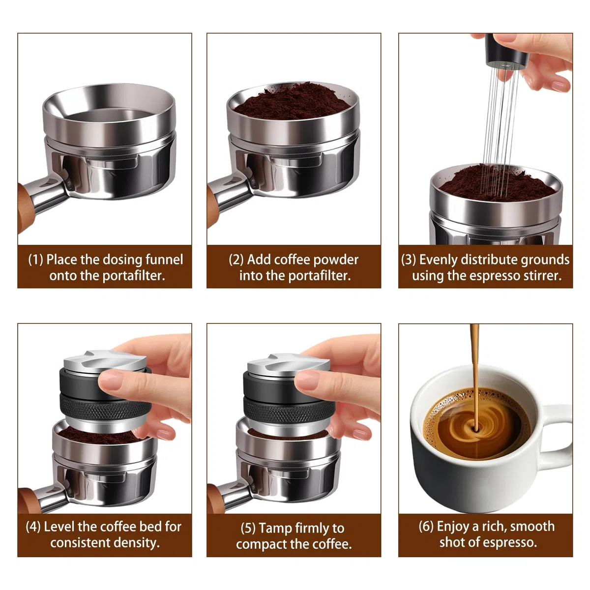 Kit Barista 51mm con Tamper 51mm, Pressino Caffè 51mm, Anello Dosatore, Tool WDT 12 Aghi, Dosatore Caffè per Moka, Distributore Caffè e Tappetino Macchina Caffè in Silicone, Set Accessori Portafiltro