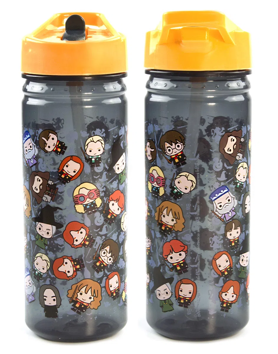 Harry Potter Lunch Bag e Bottle Set | Harry, Ron, Hermione Chibi Character Adventure | Porta cibo per bambini con bottiglia d'acqua | Borsa isolante mantiene il cibo fresco