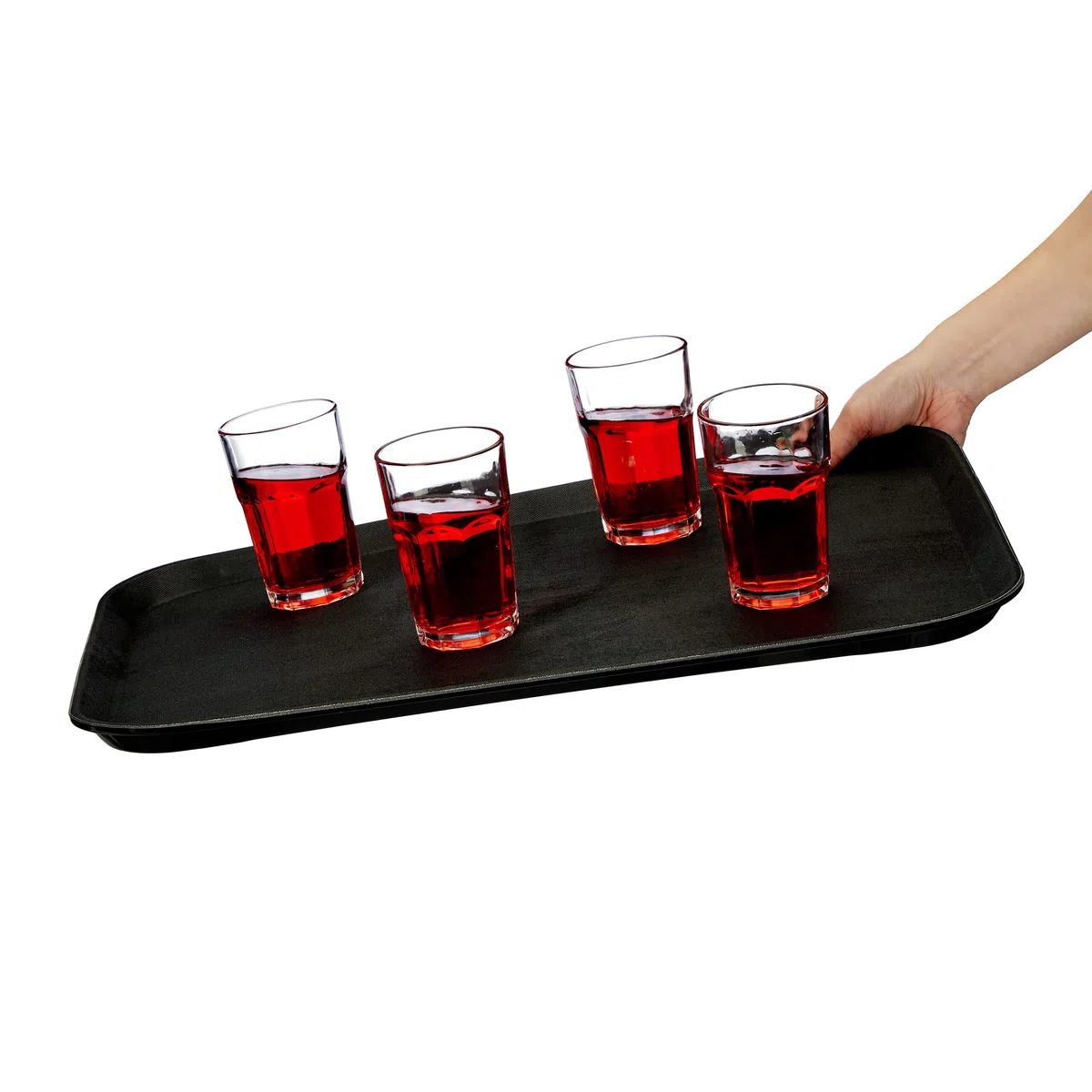 Relaxdays Vassoio Antiscivolo Rettangolare, LxP: 56x41 cm, da Portata, Servizio Ristorante, Bar, Cucina Casa, Nero
