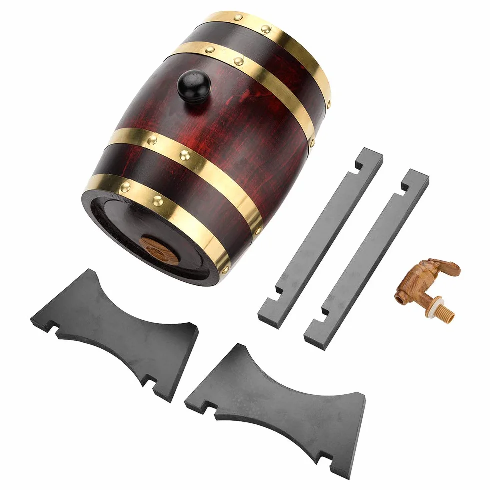 Botte di quercia, 1,5 l, stile vintage, legno di quercia, invecchiamento, vino, spirito, whisky, con rubinetto per birra, whisky, rum Port