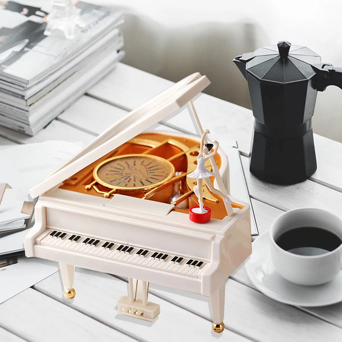 Pianoforte Carillion Musicale, Mini Pianoforte Carillion Musicale, Creativo Carillon Musicale, con Ballerina, per Decorare L'Ufficio, Compleanno, Regalo di Vacanza