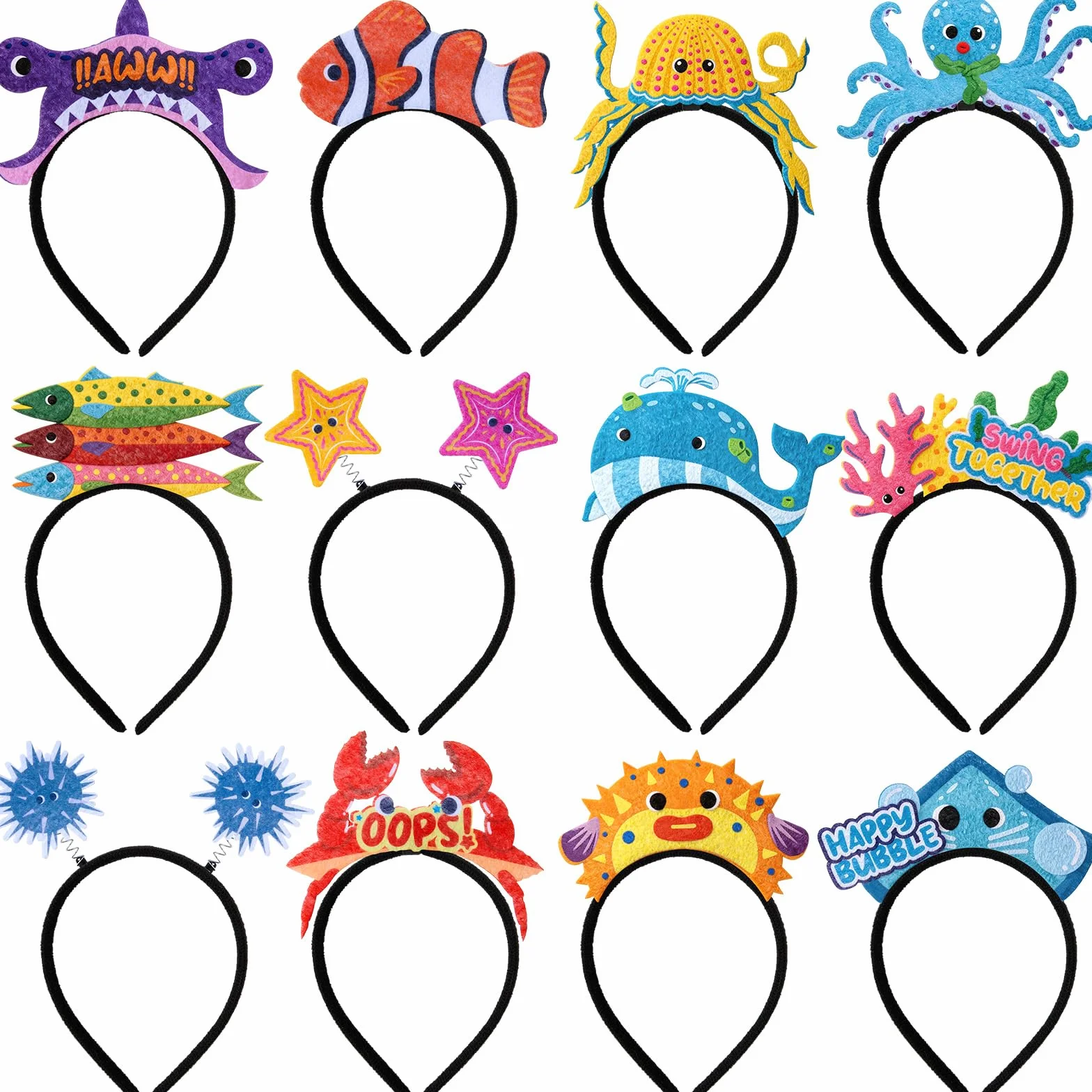 12 PCS Cerchietti in Feltro per Bambini, Accessori per Fotobox di Carnevale, Giocattoli per Feste a Tema di Compleanno, Regali per Ragazzi e Ragazze