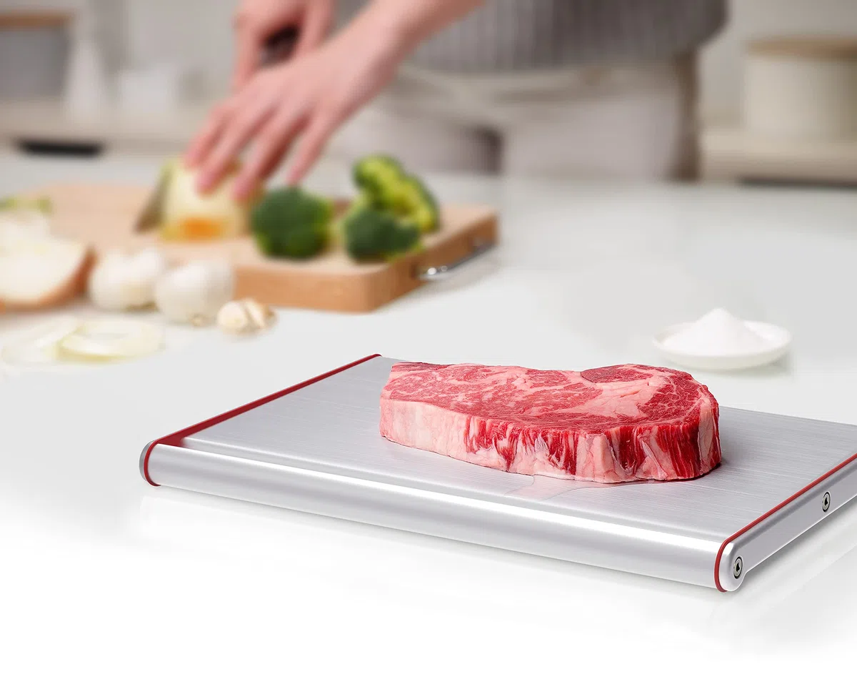 That Thawthat Modern Tavola di sbrinamento, in Alluminio anodizzato e Acciaio Inox, Argento, 35 x 23 x 3 cm