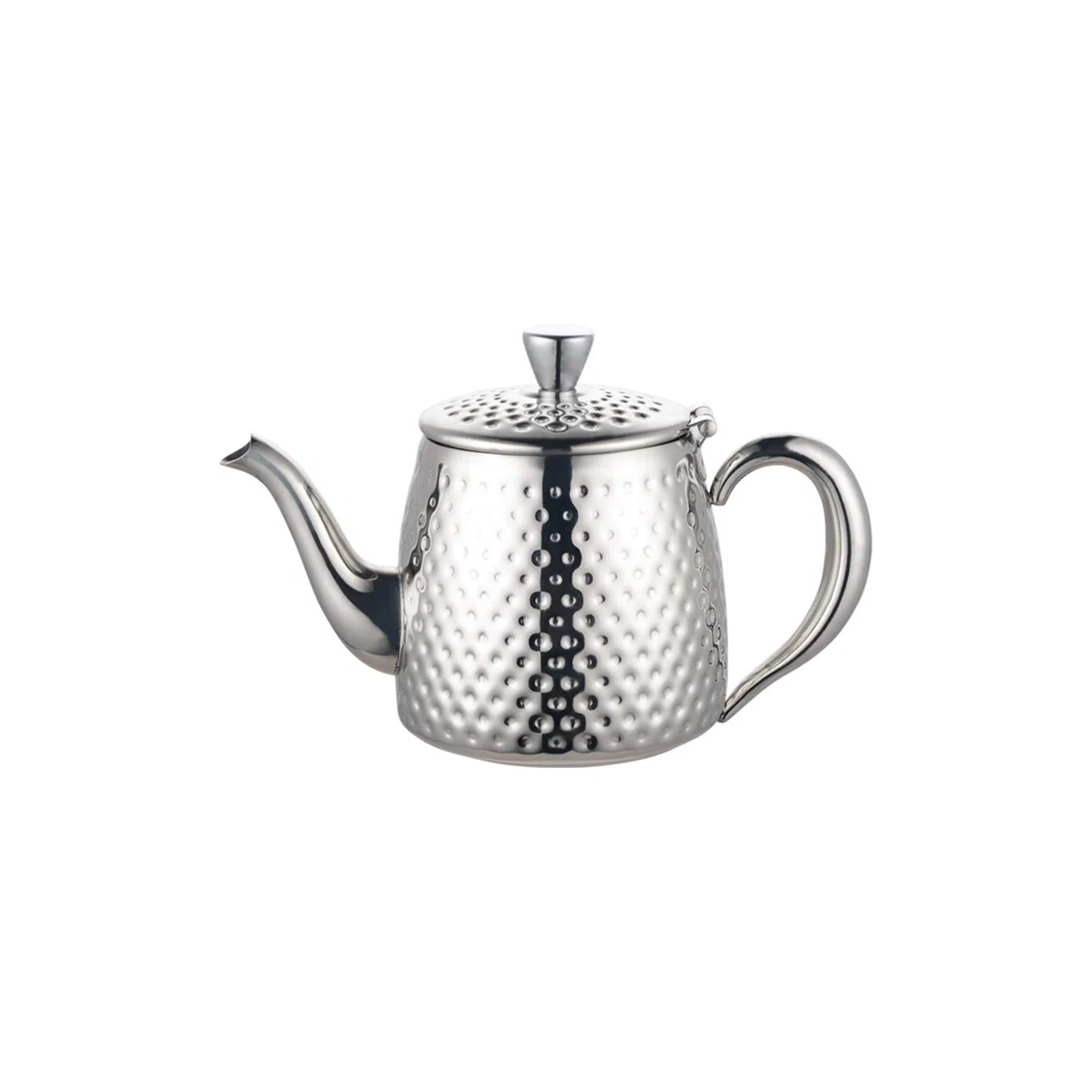 Café Olé SDT-018 - Teiera Sandringham, 500 ml, in acciaio inox 18/10 lucidato a specchio con finitura martellata