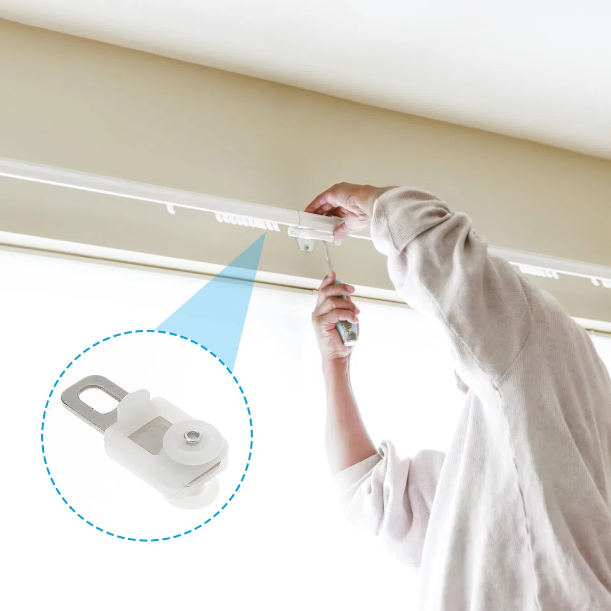 Angoily Ganci per Tende 50Pcs Pista della di Finestra A Tende Pista Carrier Scivolo Ruote Panneggio Binario di Scorrimento Aliante Ganci Hardware per La Casa